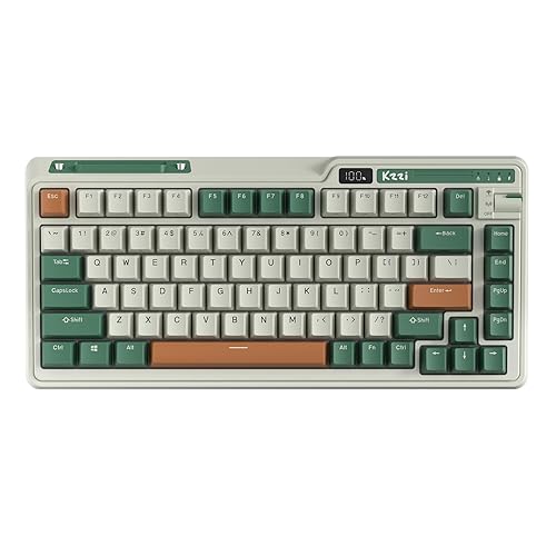 KZZI K75 PRO RGB 75% Wireless Gasket Mechanical Keyboard, Triple Mode BT 5.0/2.4G/USB-C 82 Keys Hot Swappable Gaming Keyboard w/Knob & Power Display, Custom Linear Switches, Green - Moment Linear Switch - Time Machine Green