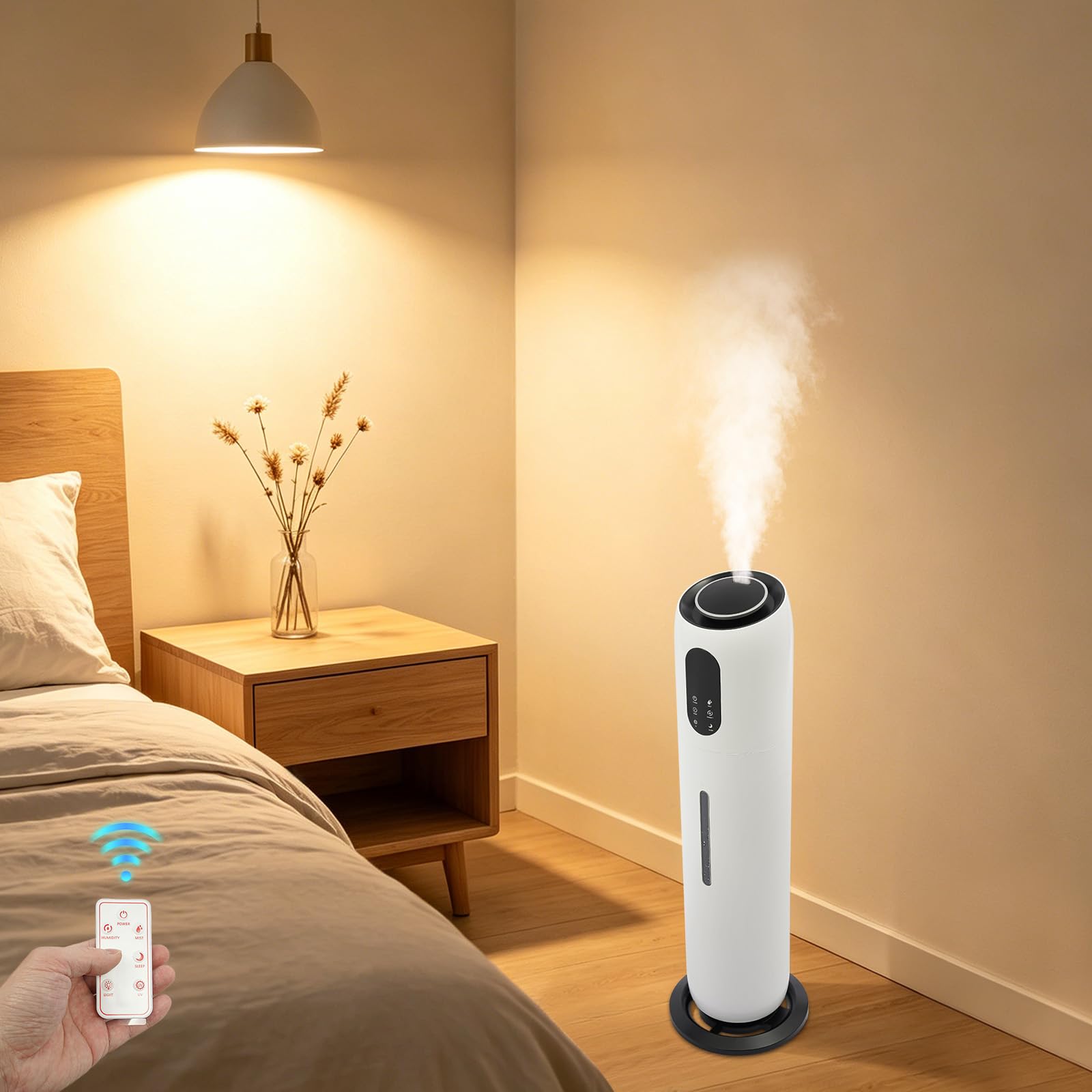 Nawilżacz powietrza do sypialni Top-Fill 9 l, Cool Mist 25 h, cichy, 32 dB, duży ultradźwiękowy nawilżacz powietrza dla niemowląt, roślin, biura, automatyczne wyłączanie, 20-30 m²