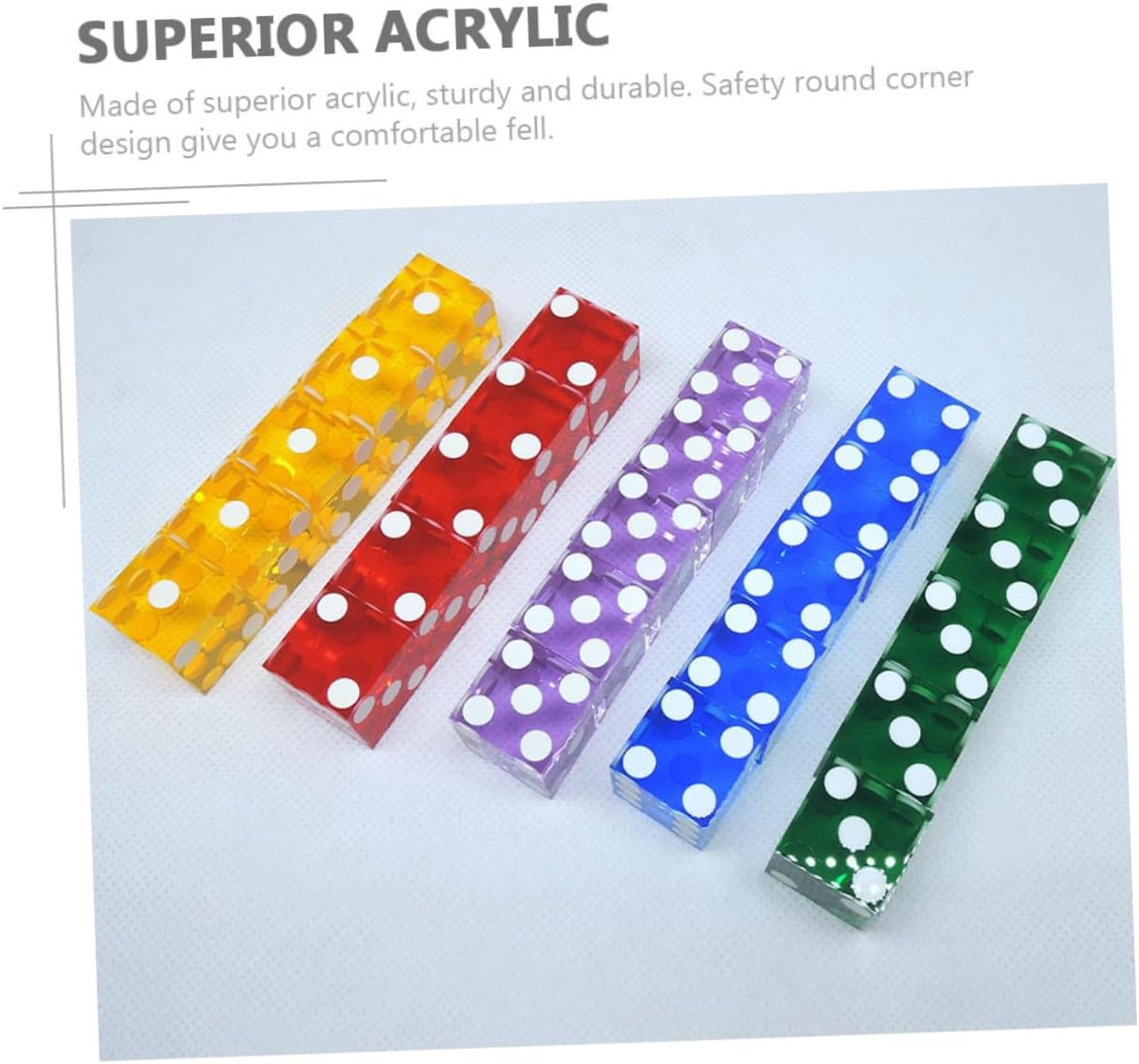 5Pcs Transparent Acrylic Game Dice Precision Right-Angle Dot Design Entertainment and Bar Point Dices for Dice Games and Board Games Random Color