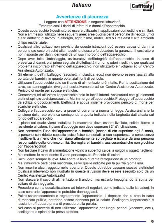 Primo piano dall'alto view del pannello di controllo della macchina da caffè Caffitaly Volta S35 con pulsanti per l'erogazione del caffè e la funzione di pulizia.