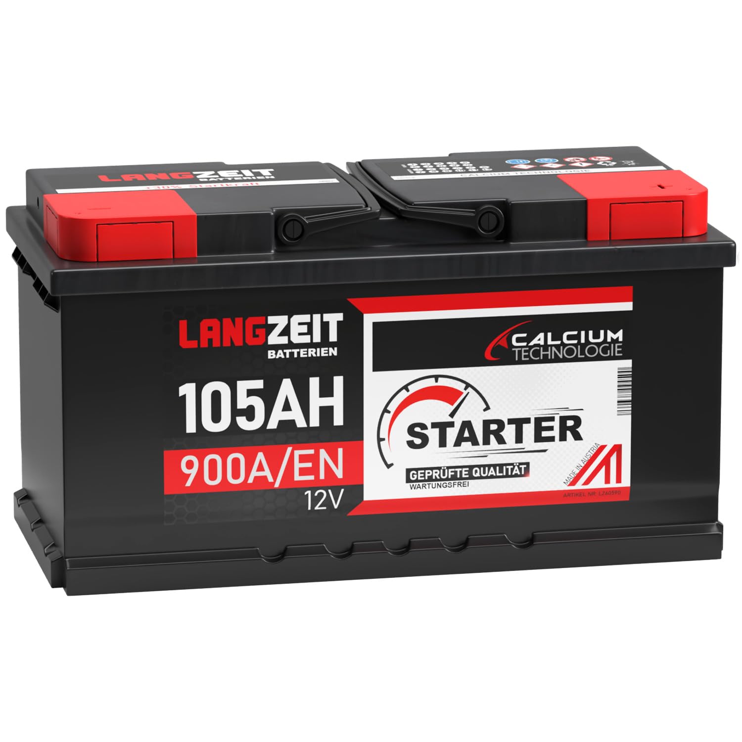 LANGZEIT Autobatterie 105Ah 12V 900A/EN Starterbatterie +30% mehr Leistung ersetzt Batterie 100Ah 95Ah 88Ah 90Ah 92Ah