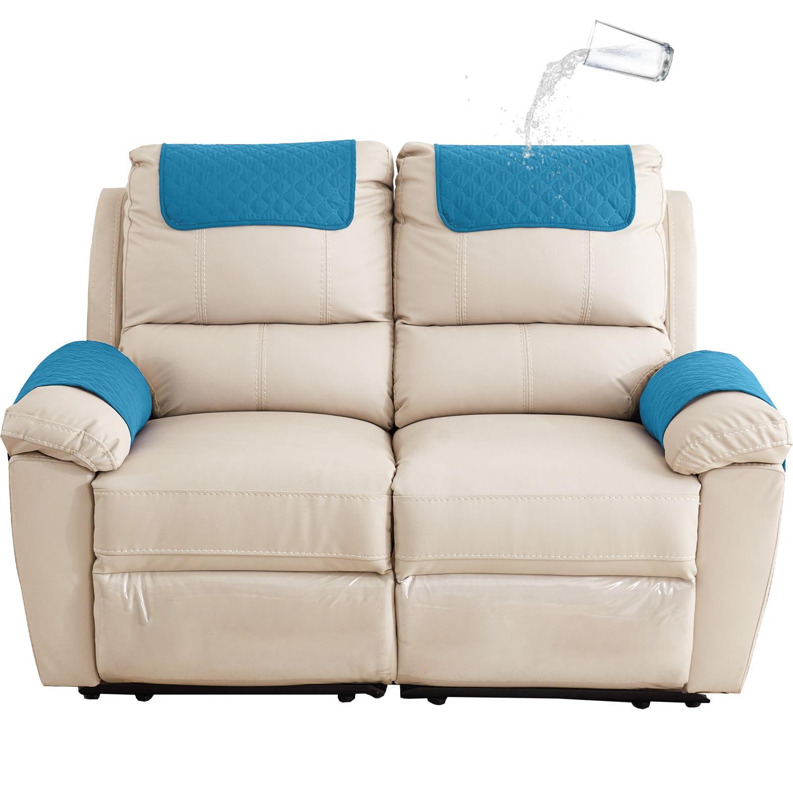 GYHH Sofa Armrest Cover, Headrest Cover for Recliner Chair Arm Cover,Armchair Slipcover Nonslip Quilted Furniture Protector for Pets Leather Sofa Couch — image 1
