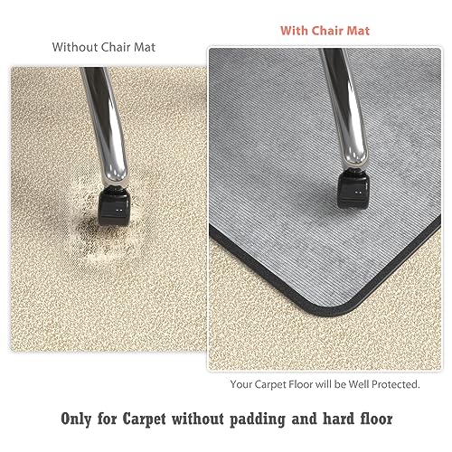 Image of Heavy Duty Office Chair Mat for Carpet and Hardwood Floor Bohemian Desk Chair Mat Rug 36'' x 48'' Corduroy Surface Floor mats for Office Home