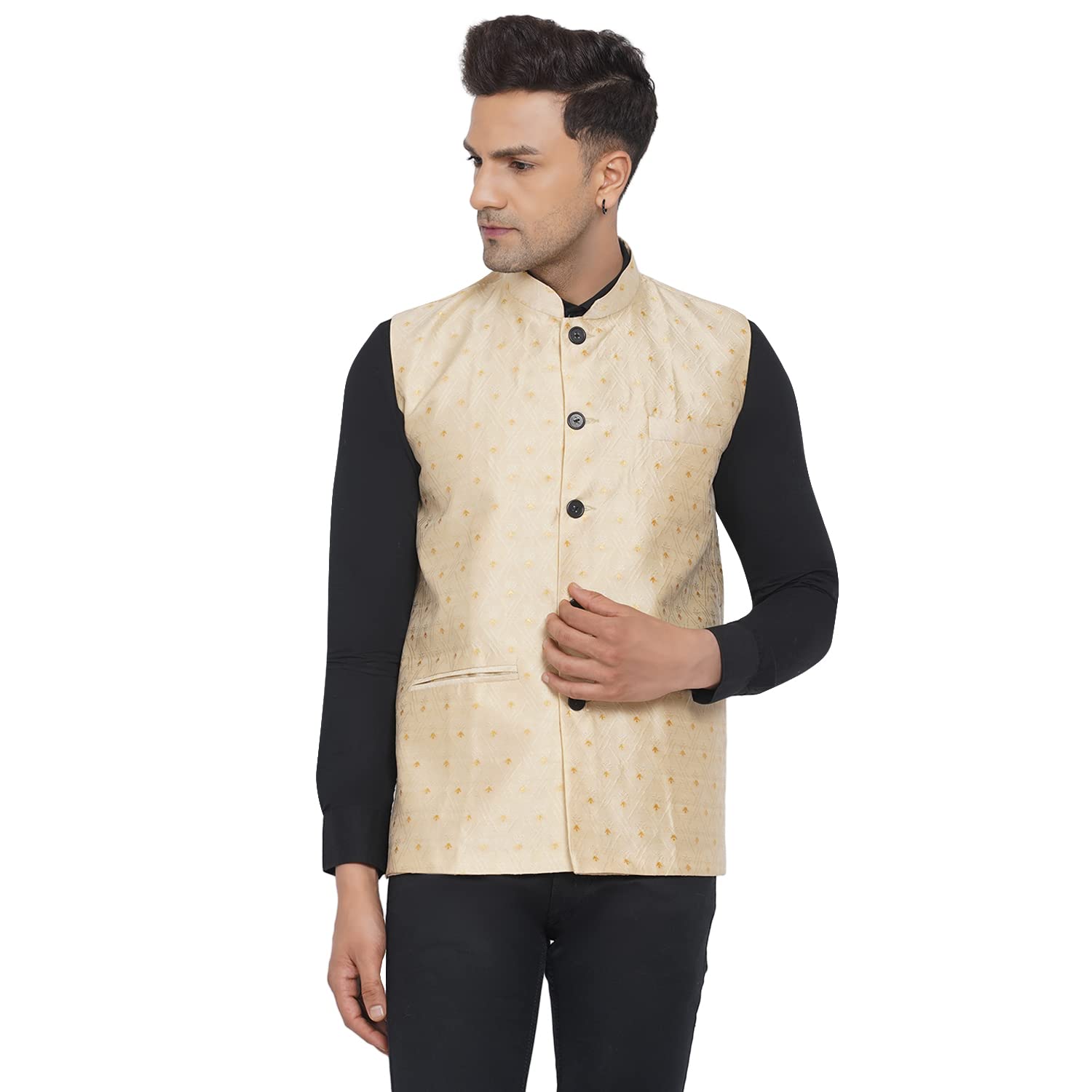 veera paridhaan Men's Jacquard Printed Nehru Jacket-picture-27
