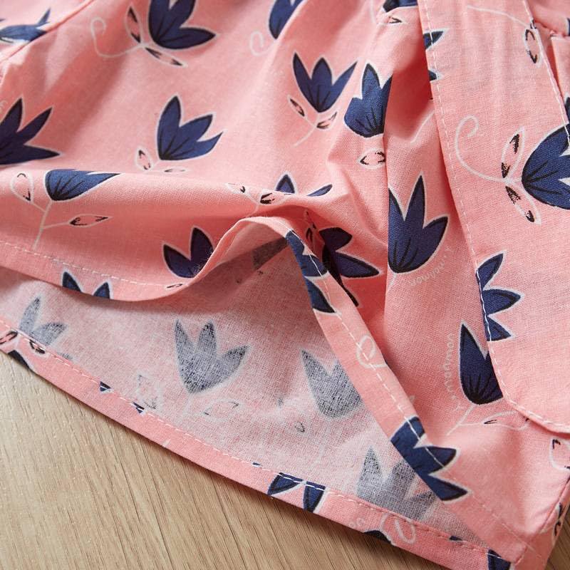 Casual Girls 2 piece set - Sleeveless cotton Bowknot Top and Printed Shorts3