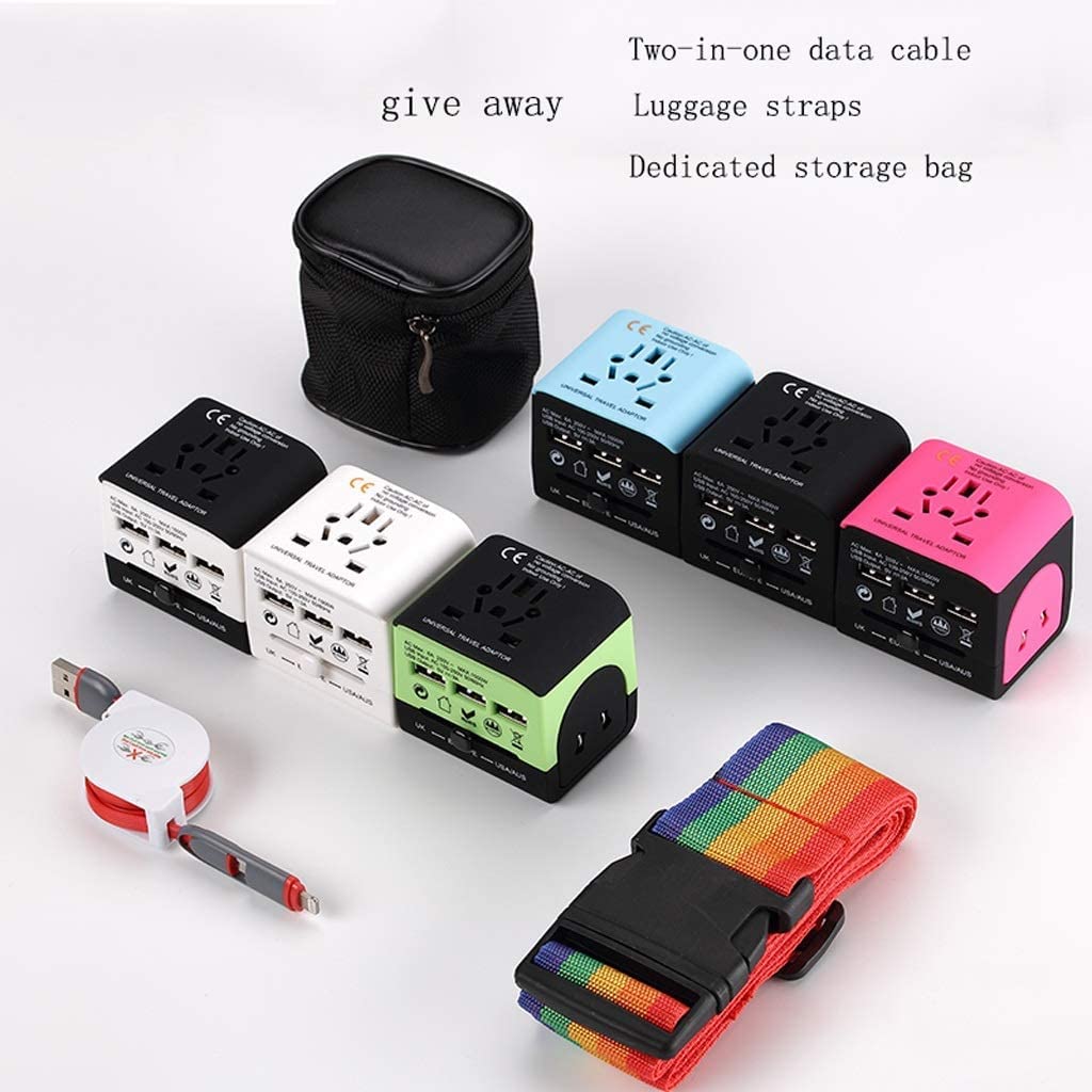 Universeller Reiseadapter Weltweiter Reiseadapter mit 3 USB-Ladeanschlüssen für USA EU UK AUS Internationaler Reiseadapter