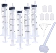 Lot de 5 seringues en plastique réutilisables de 20 ml avec adaptateurs d'extraction, entonnoir et pompe distributrice de cosmétiques pour le transfert de parfums vers des bouteilles vides