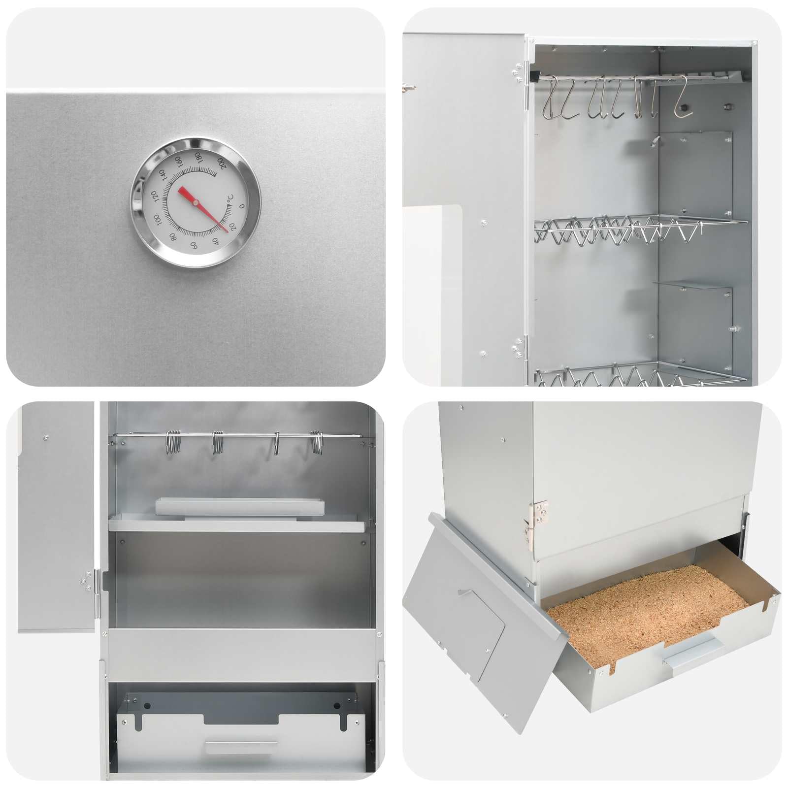 Forno affumicatore 3 pezzi 44,5 x 29 x 110 cm in acciaio zincato
