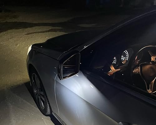 Miniatura 8 de iJDMTOY Blanco 18-SMD Full LED debajo del espejo lateral luces compatibles con Mercedes W204 Clase C, W212 Clase E, W221 Clase S, Clase C117 CLA,