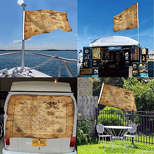 Swono Pirate Flag Scrap Parchment Treasure Map Coral Sea Compass Skull Outdoor Garden Flag Indoor Flag Home Decor Standing Farm Flag Banner 3X5Ft #TOP4