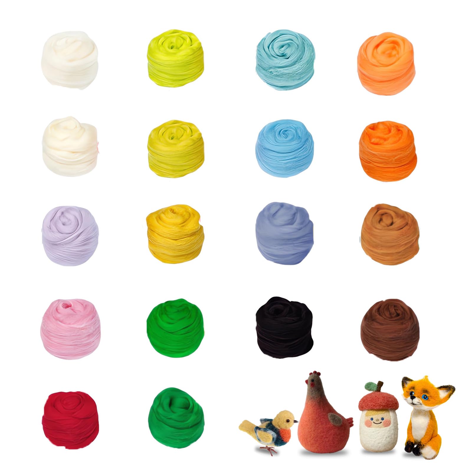 RYAN Lana Cardata Kit 18 Colori di Lana Feltro Starter Kit di Feltro ad Ago per la Filatura a Mano Progetti Artigianali Fai da Te (10 g/Colore)