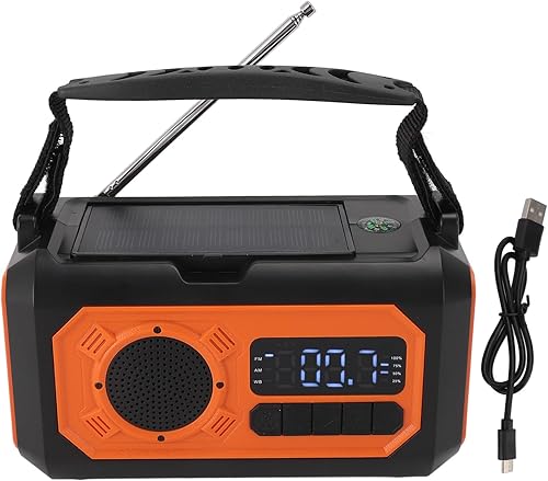 Miniatura 9 de Radio meteorológica de emergencia con paneles solares duales de 12000 mAh con alerta meteorológica avanzada NOAA, radio portátil multifuncional con