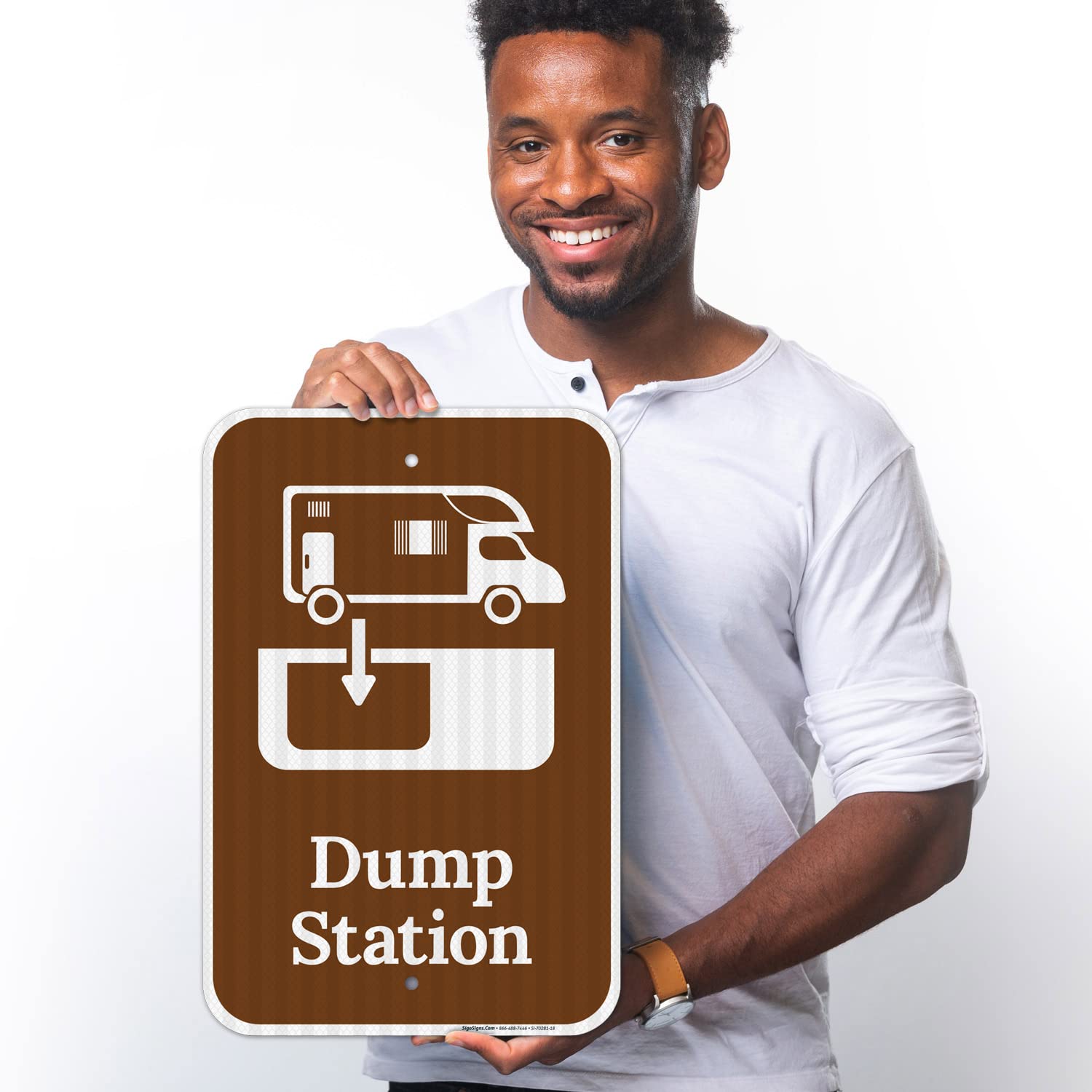 Dump Station with Graphic Sign, 12x18 Inches, 3M EGP Reflective .063 Aluminum, Fade Resistant, Made in USA