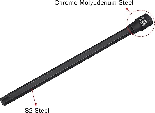 Miniatura 5 de uxcell 12 "Drive x T60 Torx Bit Socket, S2 Steel Bits, Cr-Mo Sockets 12" Longitud (solo para uso manual)