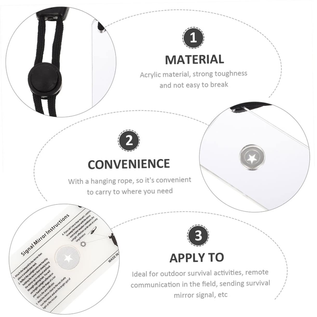 Kisangel Kit De Miroir De Signalisation Sifflet De Randonnée Miroir Arrière Équipement De Camping Feu De Gabarit pour Remorque Fournitures De Camping Tente Grille- Boussoles De