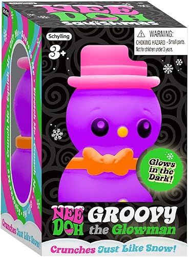 Schylling NeeDoh Squishmas Groovy Glowman – Juguete de Navidad para apretar, satisfactorio como la nieve, 3.5 pulgadas de alto, el color puede