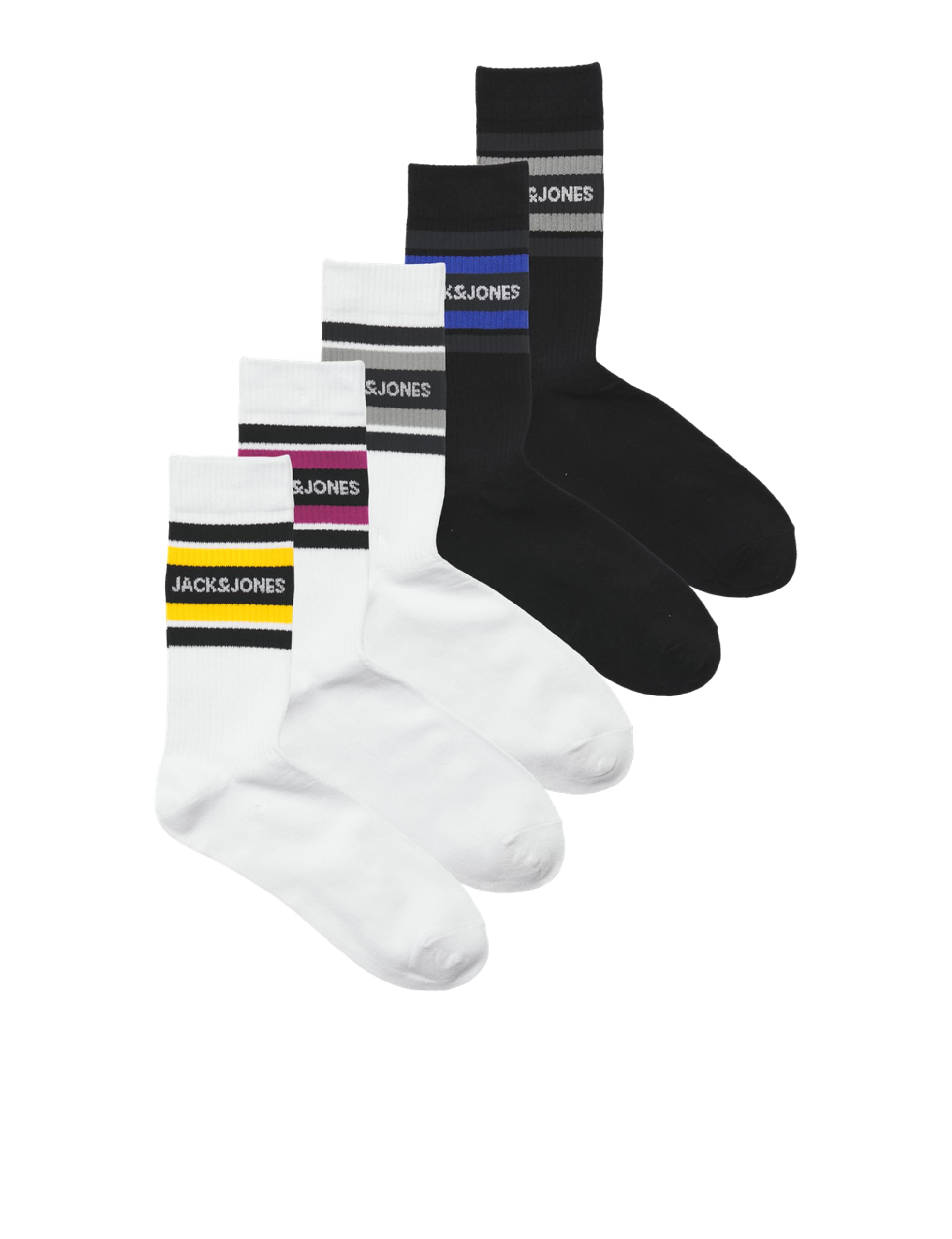 JACK & JONES Jaclucas Tennis Socks Pack of 5, White, One Size