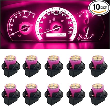 10PCS T10 194 168 Car Dash Instrument LED Light Bulbs with Twist Lock Socket, Bright Panel Gauge Cluster Dashboard Light Bulbs, Car Interior Replacement Bulbs for Map Dome Lights (Pink&Purple)