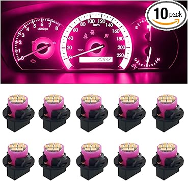 10PCS T10 194 168 Car Dash Instrument LED Light Bulbs with Twist Lock Socket, Bright Panel Gauge Cluster Dashboard Light Bulbs, Car Interior Replacement Bulbs for Map Dome Lights (Pink&Purple)