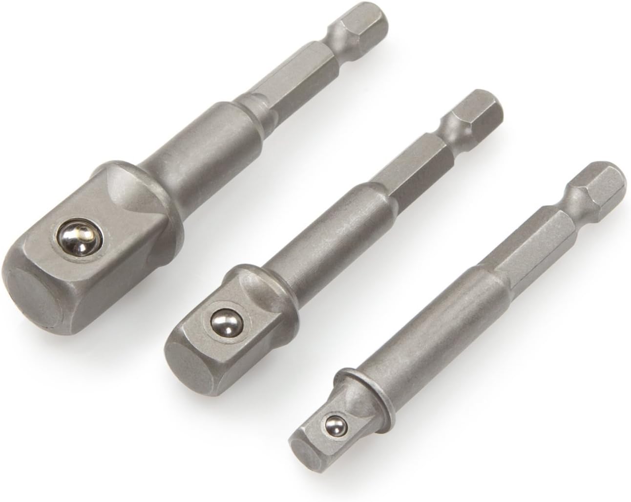 ISC 3Pcs Hex Driver Drill Socket Extension Bit Adapter Set (1/4", 3/8", 1/2")