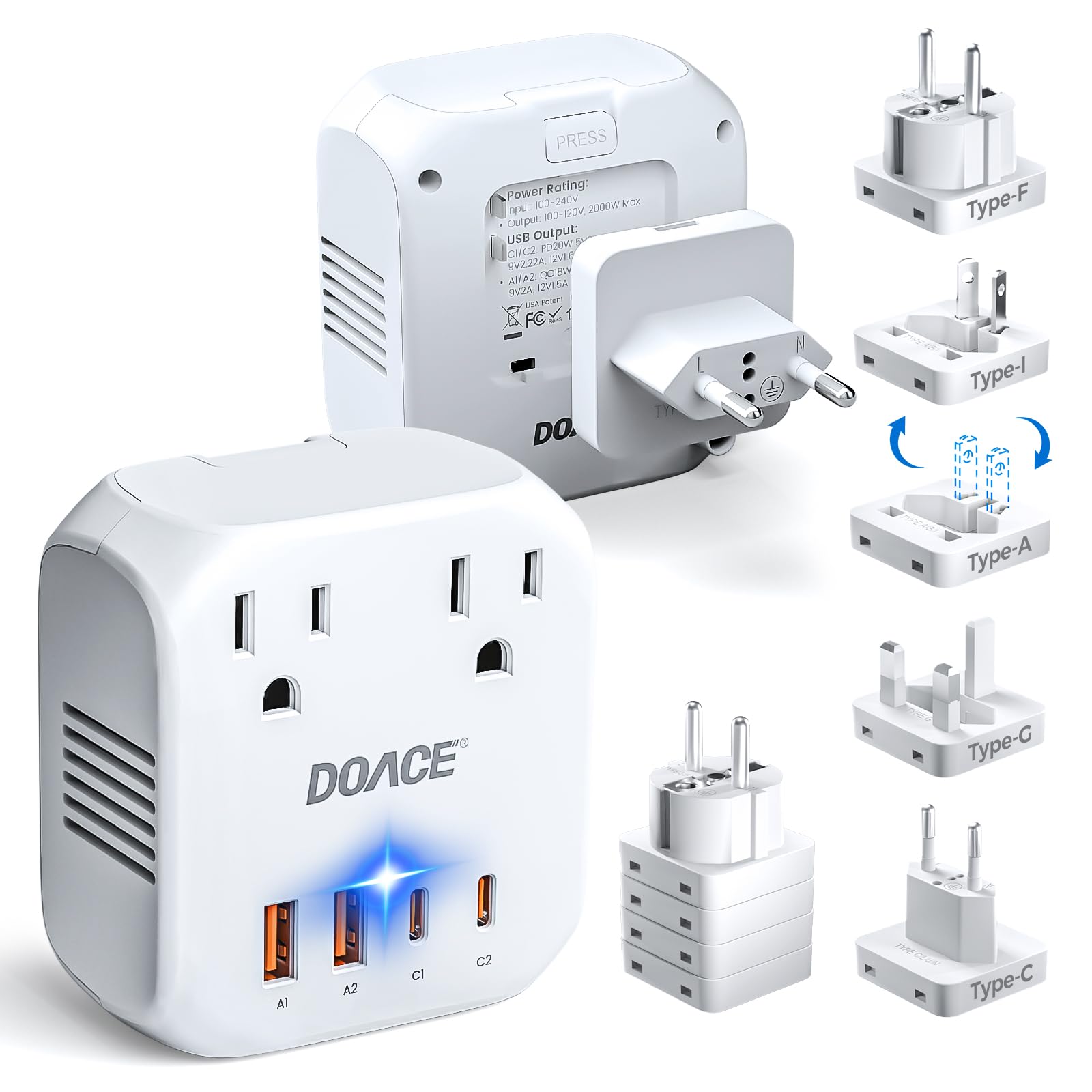 Photo 1 of DOACE 2000W Voltage Converter & Travel Adapter