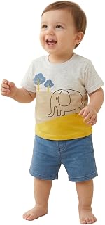 Toddler Boys & Girls Summer Clothes Set, 2-Piece Cotton Elephant Print Half Sleeve T-Shirt and Shorts Outfit, Stretchable ... Price In India