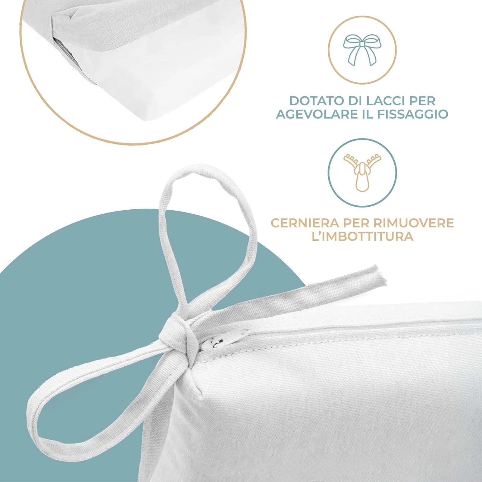 PARAMAISON Cuscino Dondolo 3 Posti Cook, Sfoderabile, Antigraffio, con Laccetti, Interni od Esterni, Imbottitura 5 cm, Universale | Grigio 135x55 cm