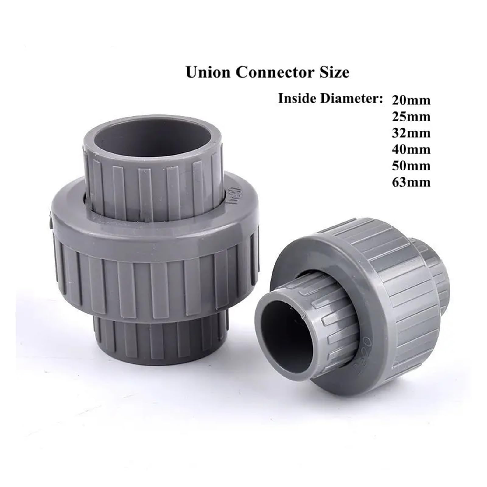 1~5 pezzi Diametro interno 20~63mm Connettore unione UPVC Acquario Serbatoio di pesce Tubo Giardino Irrigazione Tubo Acqua Connettore Raccordi(5pcs,I.D 50mm)