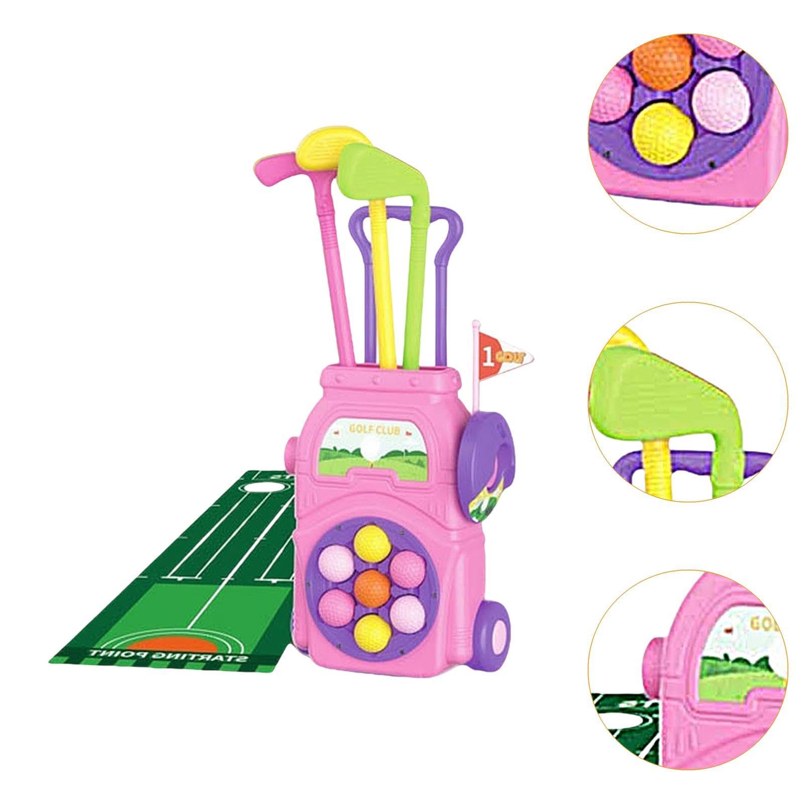 Set di Giocattoli da Golf per Bambini, Sport all'Aria Aperta, Coordinazione Occhio-Mano, Set di Giocattoli da Golf per I più Piccoli, Rosa
