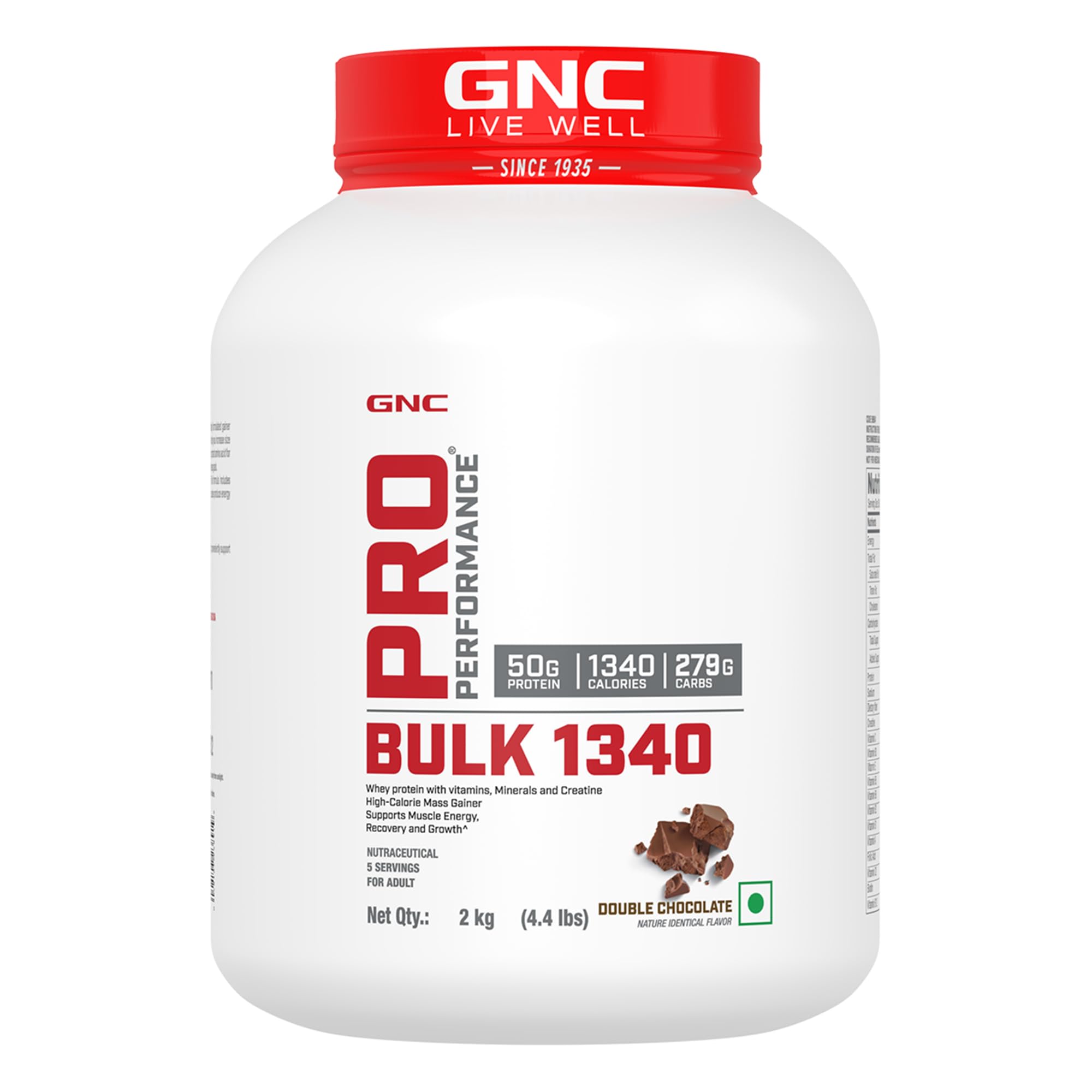 Pro Performance Bulk 1340 Mass Gainer | 2 kg | 50 Gm Protein | Double Chocolate | Protein-Carbs Ratio of 1:5 For Target Gains | Boosts Muscle Size & Energy | 50g Protein | 279g Carbs | 1340 Cal | 1.5g Creatine | Formulated In USA