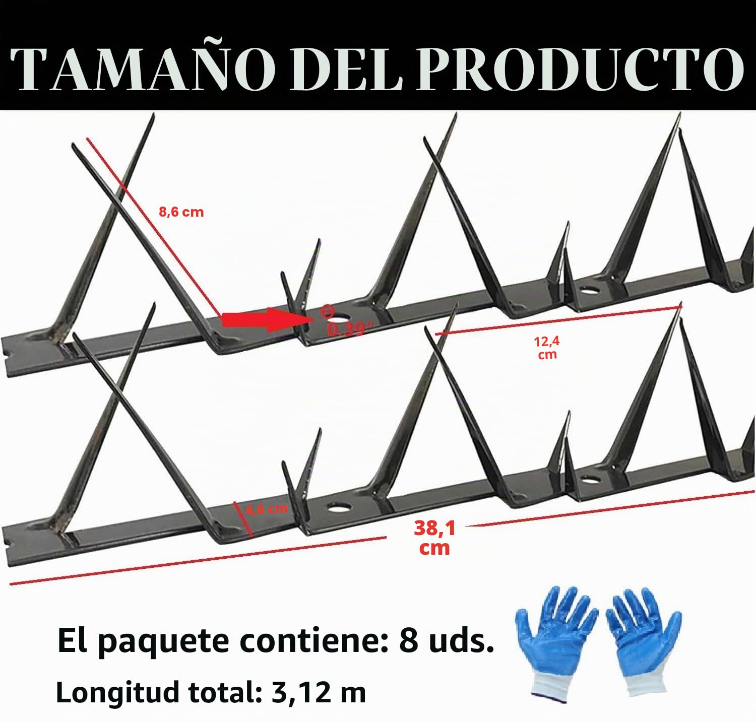 Clavos de pared de valla de puerta antirrobo, clavos de pared de valla de Seguridad y escalada Building Supplies - Pinchos de seguridad de metal (39x10 cm, 8 unidades,para proteger a los defensores