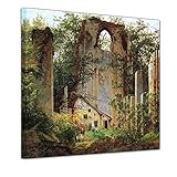 Bilderdepot24 Bild auf Leinwand | Caspar David Friedrich Klosterruine Eldena in 40x40 cm als Wandbild | Wand-deko Dekoration Wohnung alte Meister | 180718-40x40