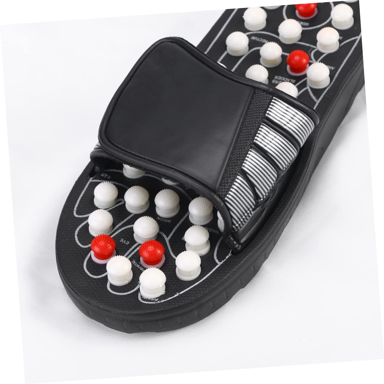 KOMBIUDA 1 Paar Therapeutische Sandalen Für Fußmassage Akupunktur Hausschuhe Für Plantarfasziitis Männer Und Frauen Mit Tai Chi Gossip Black Dot