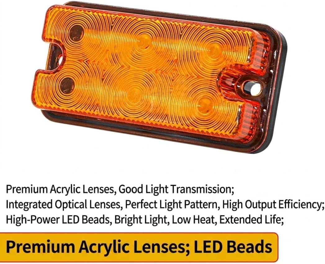 2Pcs 12V-80V LED Forklift Turn Signal Lights Amber Marker Lamps | Waterproof ABS PC clearance indicator & hazard warning lamps for commercial truck, trailer, tractor & electric cart.