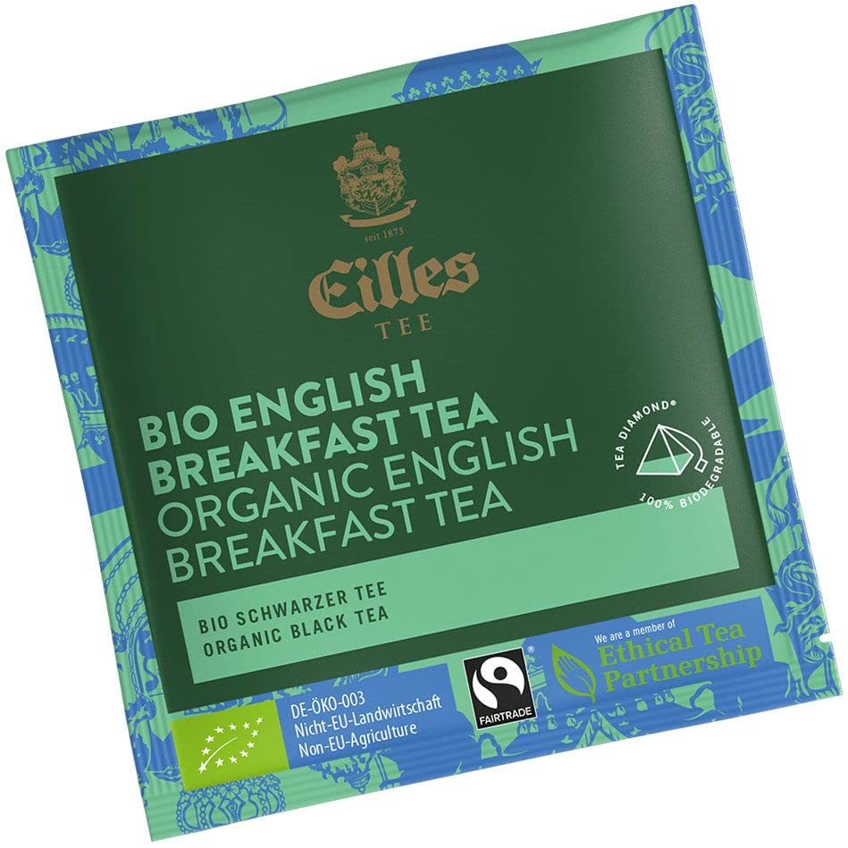 Pyramidenbeutel TEA DIAMONDS Bio English Breakfast Tea von Eilles, 50 Stück einzelverpackt