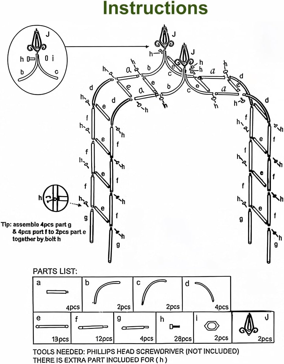 Thickened Metal Garden Arch,16mm Pipe Diameter Heavy-Duty Gothic Garden Arbor for Climbing Plant Roses Vines, Garden Patio Bridal Party Decoration Wedding Arch (Black, XL)