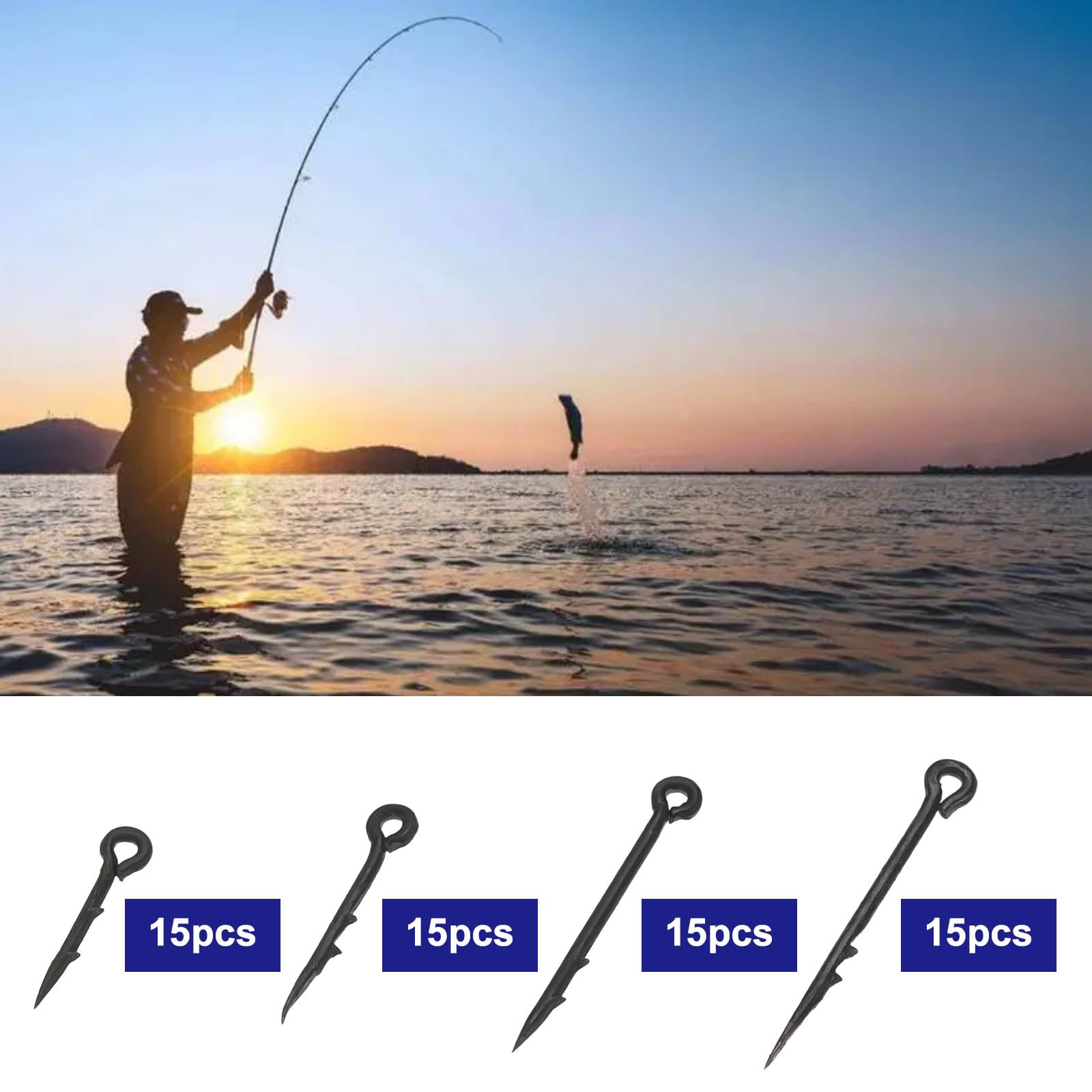 ECSiNG 60 szt. Metal Bait Spike Carp Fishing Hook Fishing Hook Nadaje się do większości przynęt, w tym kompatybilny z Boilie Maggots kompatybilny z kukurydzą i większością przynęt koktajlowych