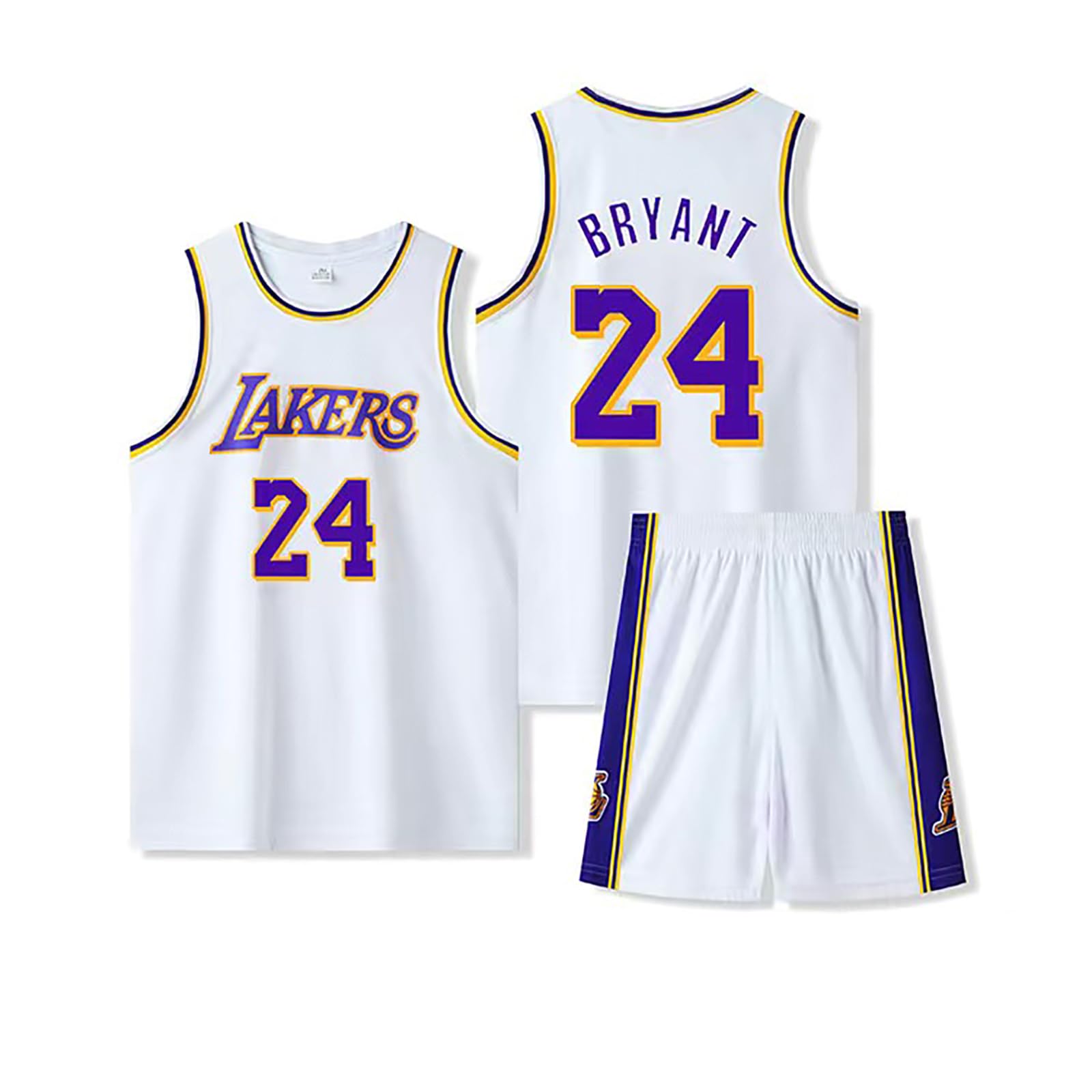 #24 Kit de basket-ball pour enfants - Maillot de basket-ball 2 pièces sans manches - Tenue pour garçons et filles de 2 à 14 ans - Cadeaux de basket-ball pour garçons et filles