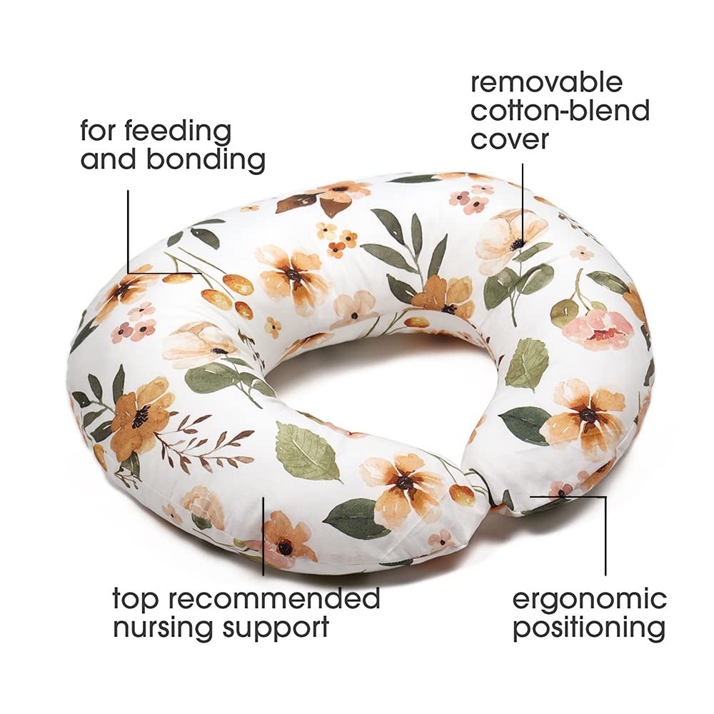 Bunnikins & Clover Cotton Breastfeeding Nursing Pillow with Removable Cover, Nursing and Infant Support Pillow and Positioner for 0-12 Months, Multifunctional Support Cushion for Travel