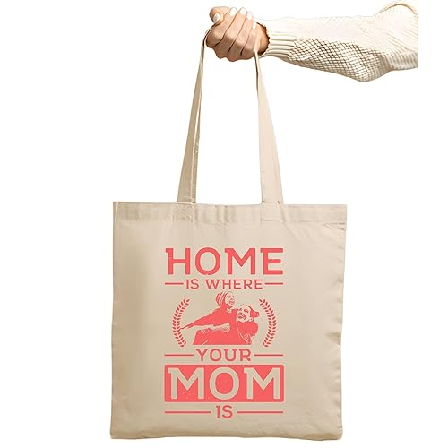 Mothers Day Gift Idea Home Is Where Your Mom Is Perfect for Ages 221 Natural White Multicolor Canvas Tote Bag