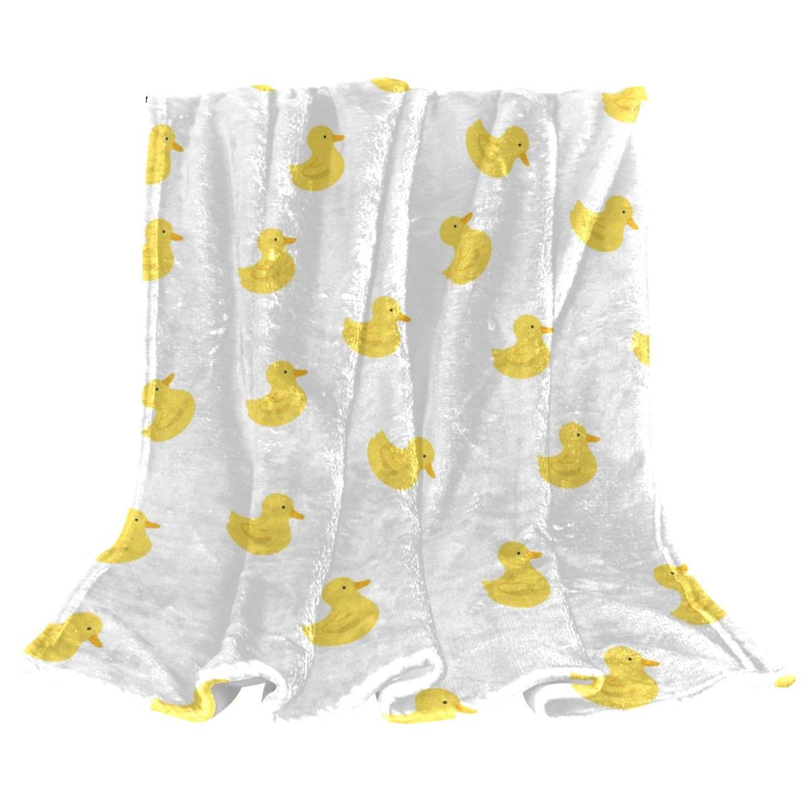 Fleece Throw Blanket for Couch Lightweight Plush Fuzzy duck　yellow　cute