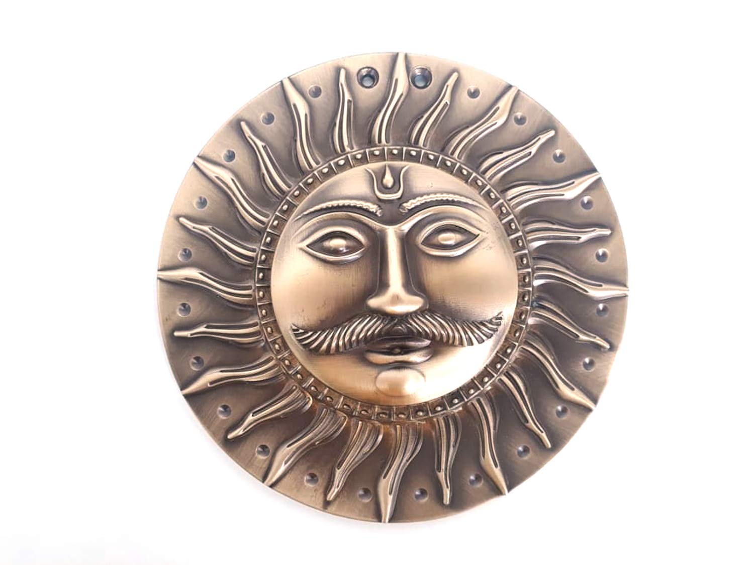 PalermoPalermo Surya Dev Wall Hanging – Brass, 153 mm, Traditional Sun God Wall Decor for Home, Temple, or Religious Spaces