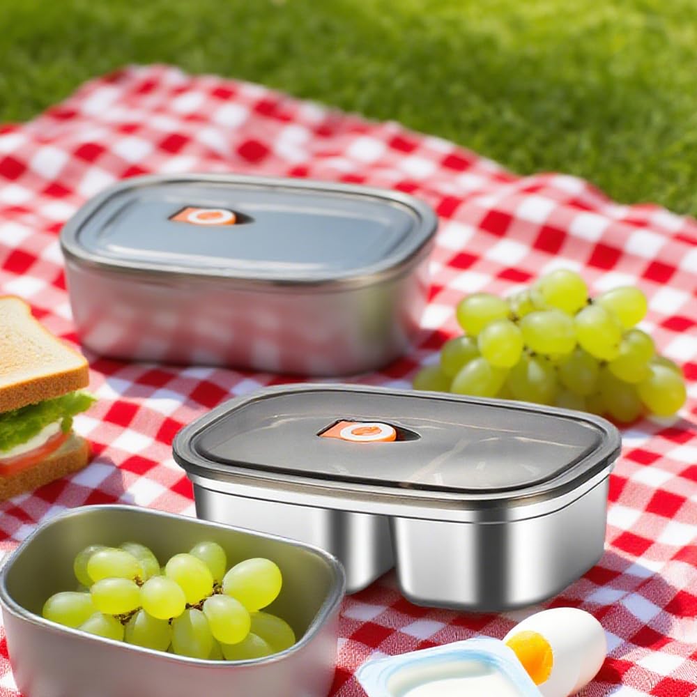 VITCOCO Lunch Box Bento Stainless Steel Lunch Box 1400 ml Lunch Box for Children with Compartment BPA Free Lunch Box for Picnic School Work