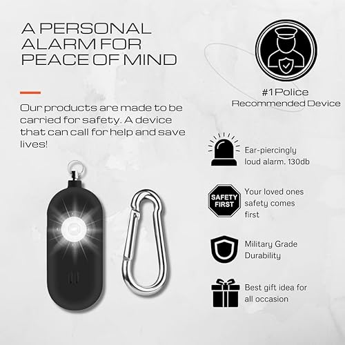 Miniatura 3 de Alarma de seguridad personal recargable para mujer. Sirena de 130 dB. Oreja perforantemente fuerte con luz estroboscópica LED intermitente llavero