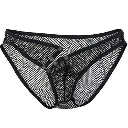 MSemis Mens See Through Fishnet Mesh Pouch Bikini Briefs Thongs G-String T-Back Swimwear Underwear