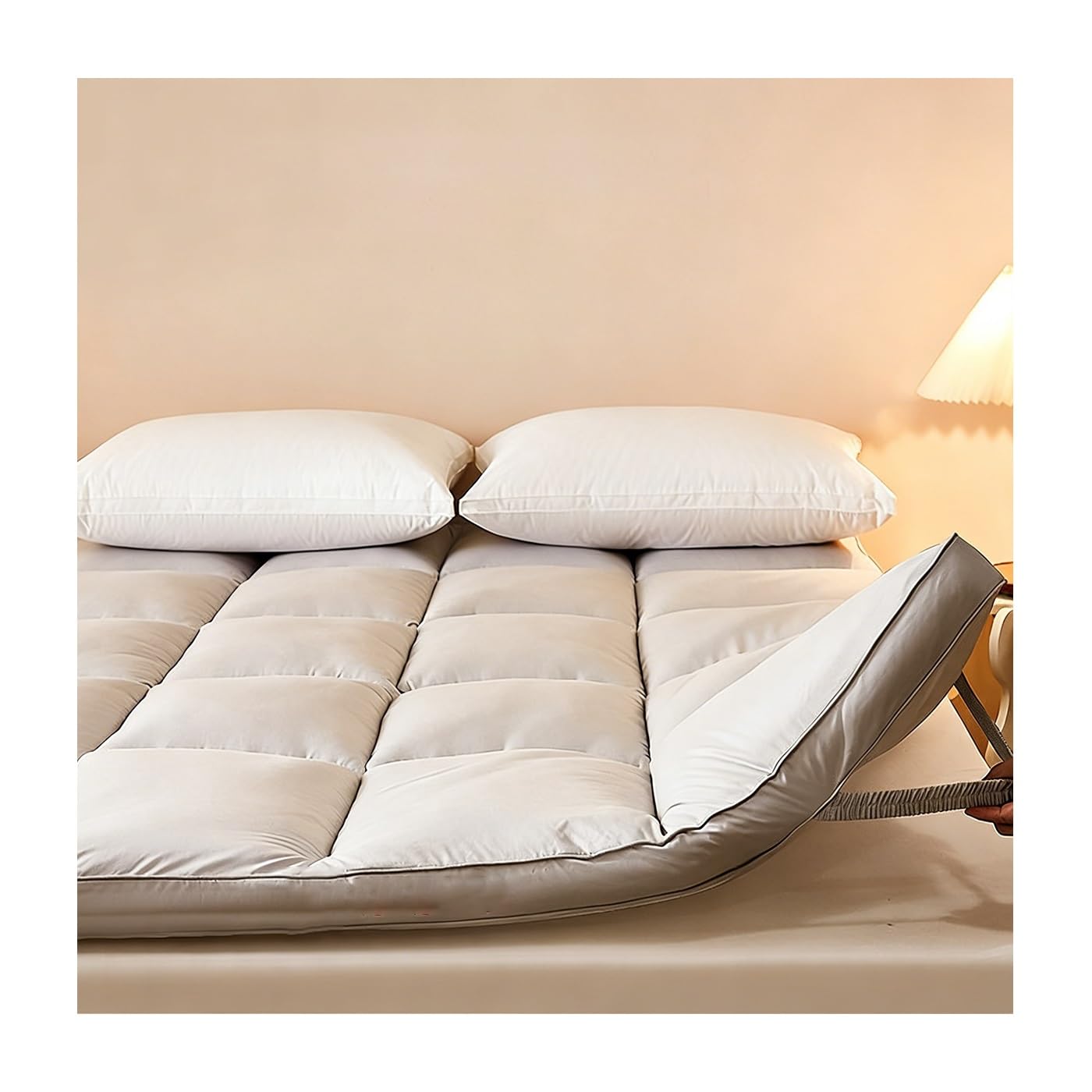 OBONG Matratzen-Topper 90x200cm/180x200cm/200x220cm, 3CM Microfaser Matratzentopper Weicher Atmungsaktives Mattress Topper Für Boxspringbett Schlafsofa Mit Bändern(Gray,TWIN-90 * 190cm)