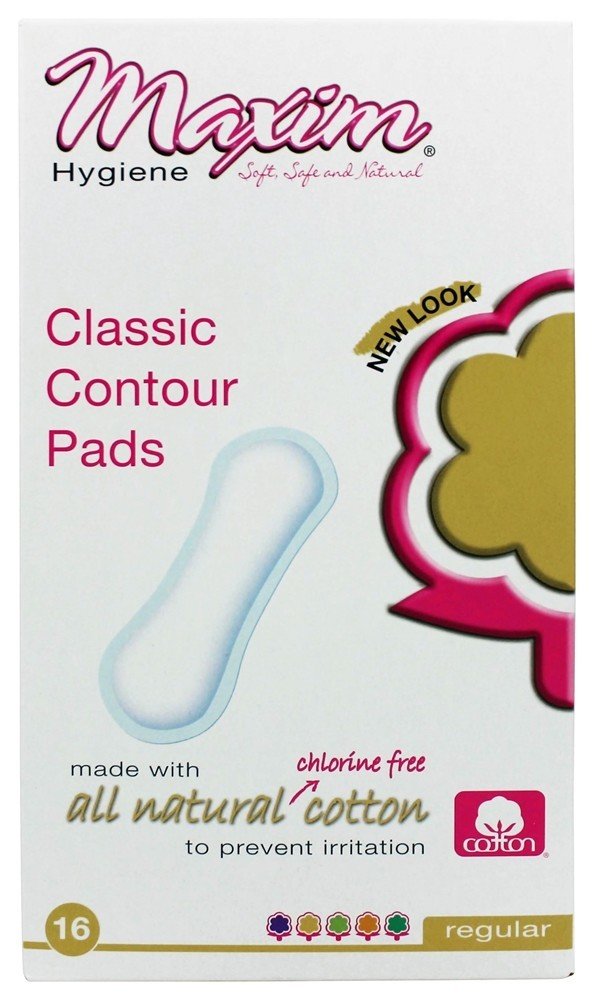 Natural Cotton Classic Contour Sanitary Pads Regular Maxim Hygiene Products 16 Pad