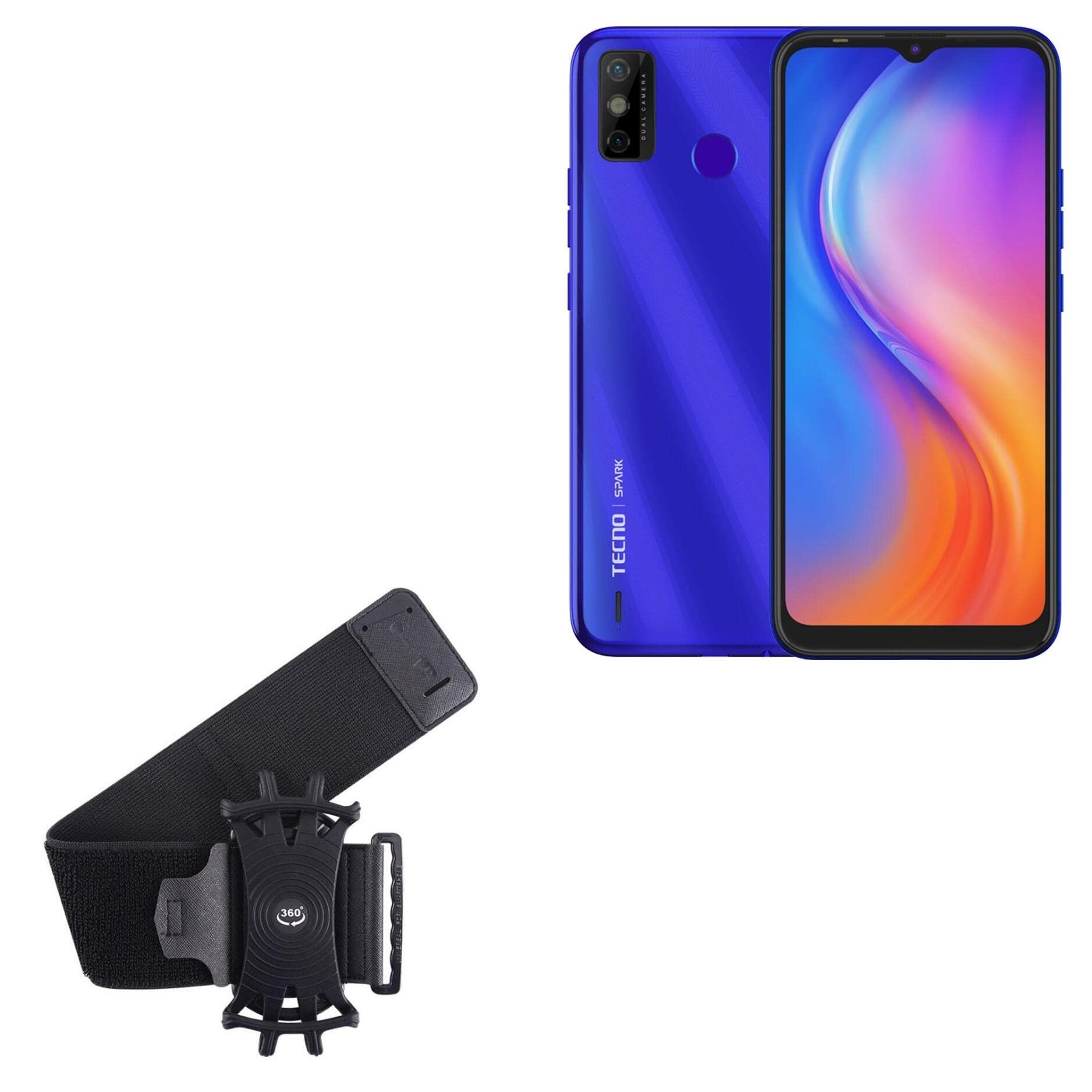 BoxWave Holster Compatible with Tecno Spark 6 Go - ActiveStretch Sport Armband, Adjustable Armband for Workout and Running - Jet Black