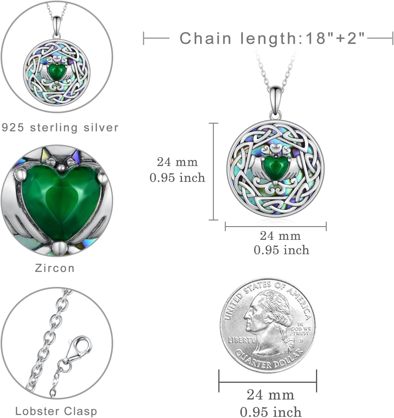 Claddagh Necklace 925 Sterling Silver Celtic Claddagh Necklace for Women Irish Jewelry Gifts for Women - Image 4