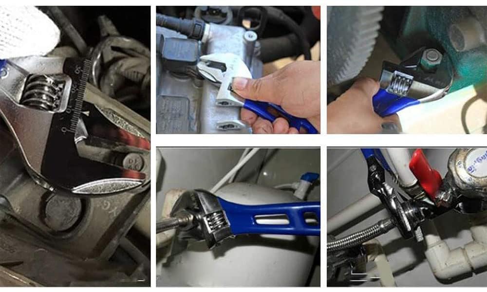 HYCDIYTS Monkey Wrench Breit Gesamtlänge 7.9" (200mm), Mundbreite 1.7" (44mm), Kurzer Affe, Wasserband, Wasserhahnschlüssel, breiter Affe, leicht, verstellbar, multifunktionaler Schraubenschlüssel